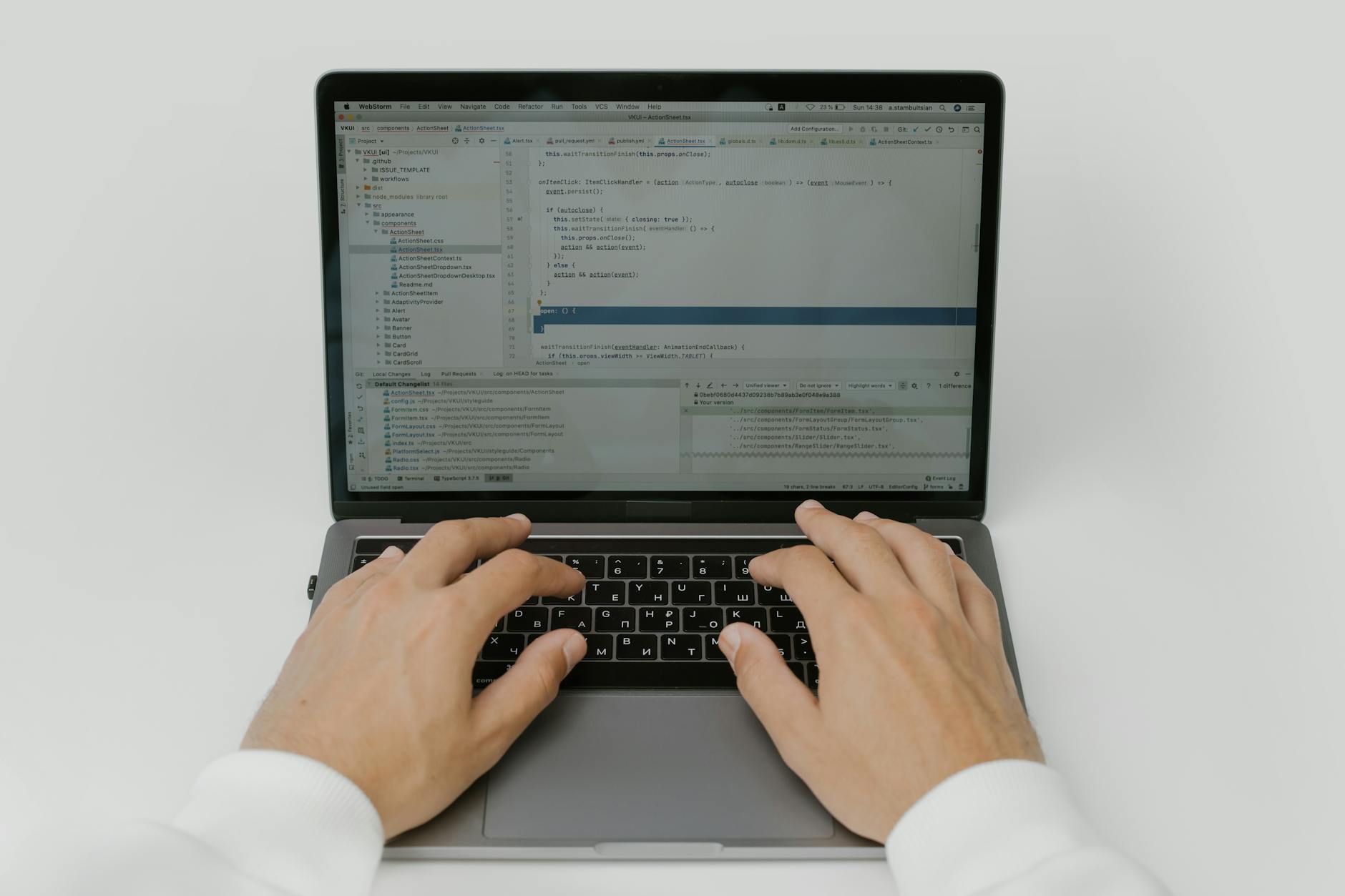 Software development student writing code