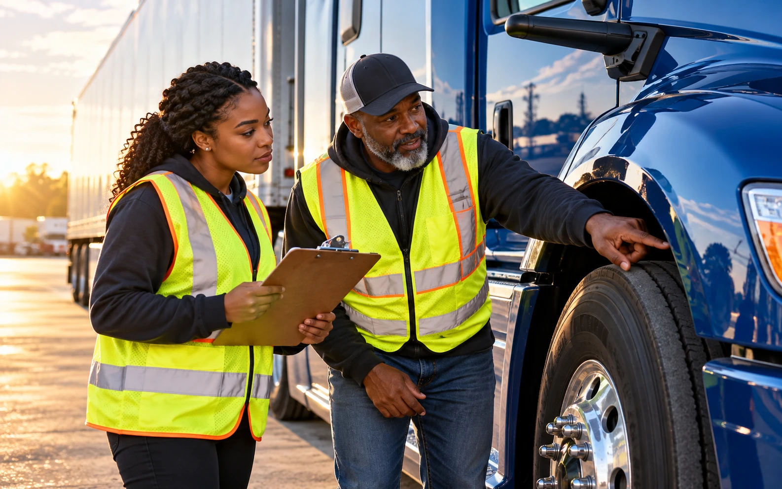 Illustrative commercial driving training scene