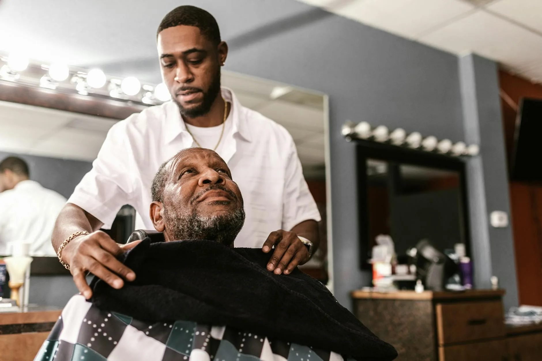Barber with client