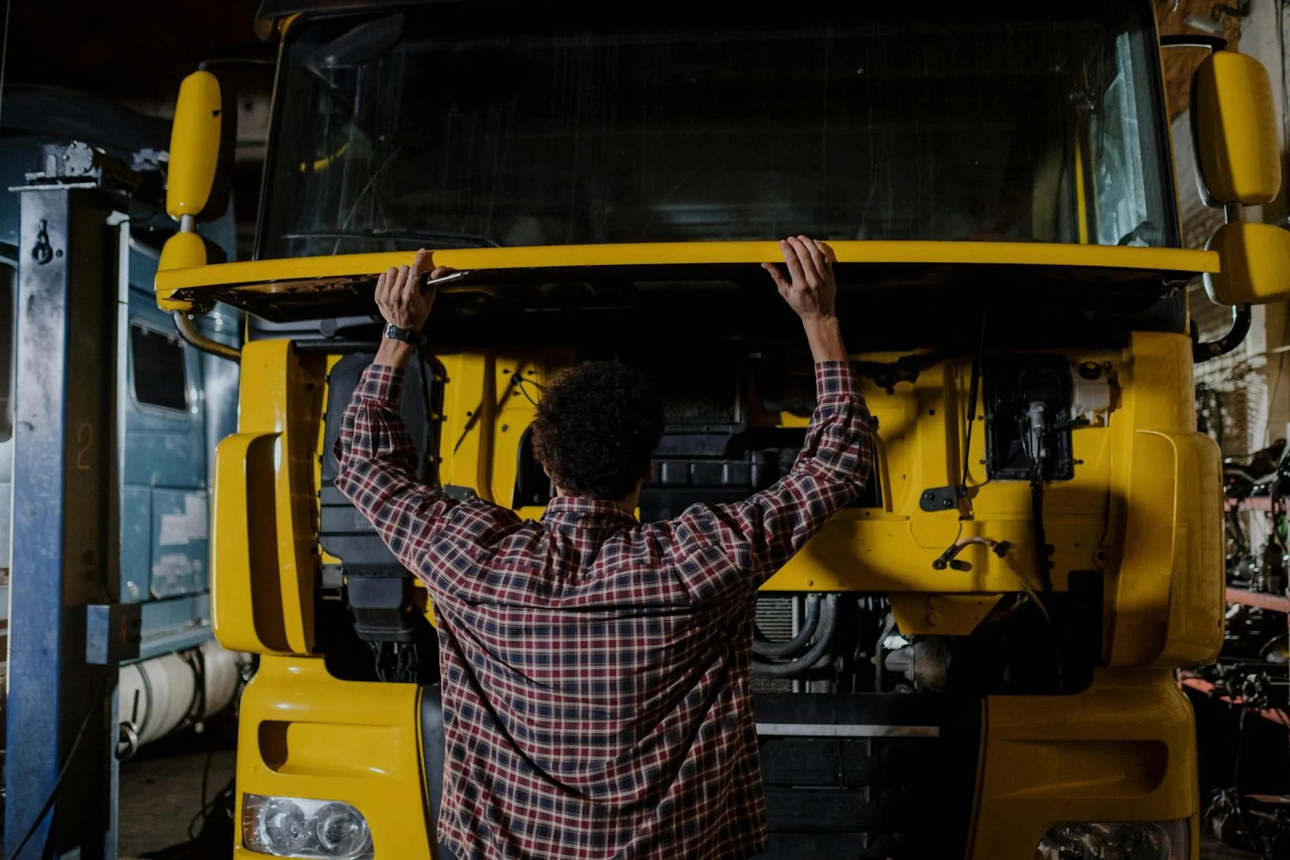 Commercial truck positioned at a loading dock for driver training