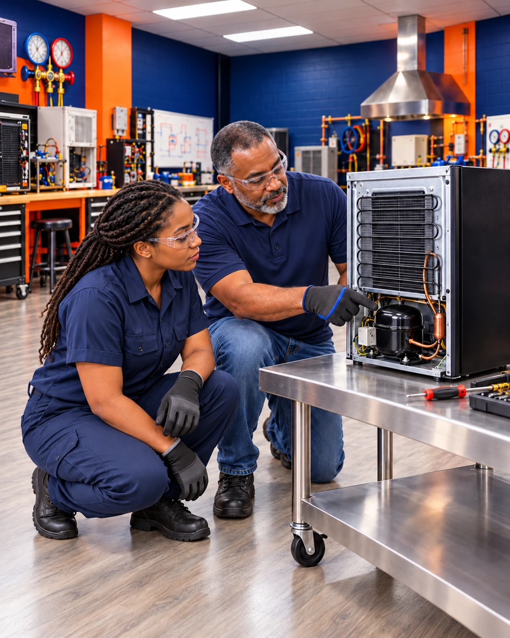 Illustrative small-refrigerator component demonstration in the training-lab concept